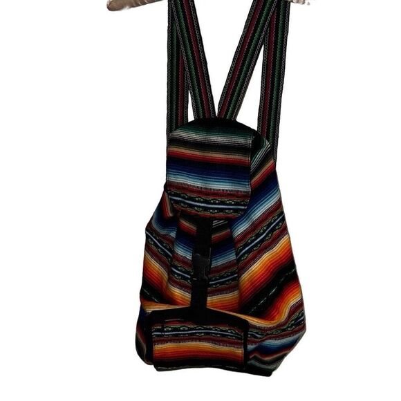 "NEW" Striped Multicolor Drawstring Tribal Peruvian Boho Backpack Unisex OS - Picture 4 of 13